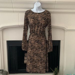 Tan and black zebra print dress